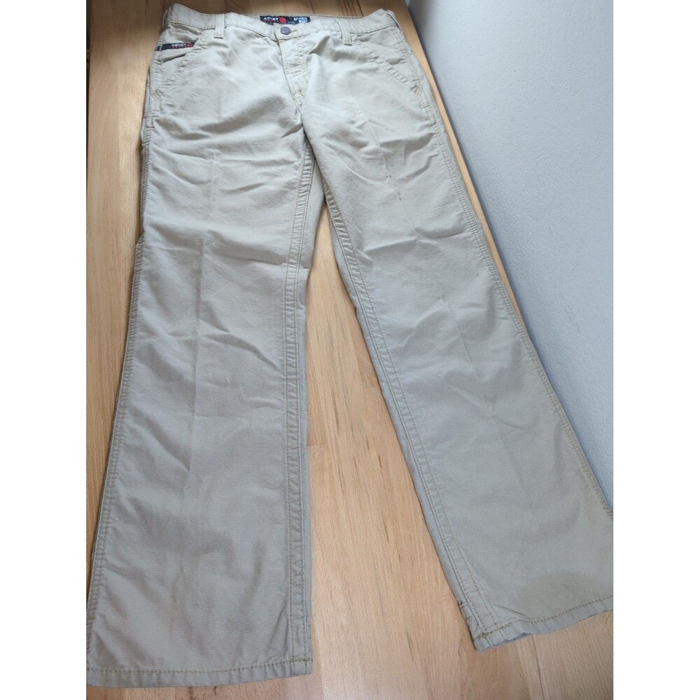 Ariat FR M4 Relaxed Boot Cut Work Pants Mens Size 33x34 Fit 34x33 Khaki FR CAT 2
